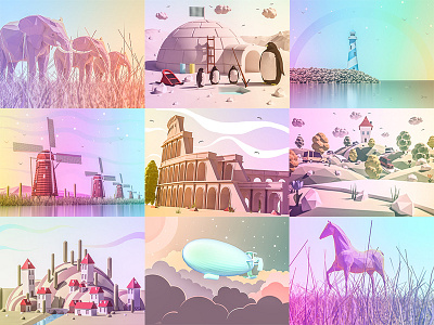 Best Nine! 2017 2d best best nine cloud flat game illustration life low poly lowpoly vector