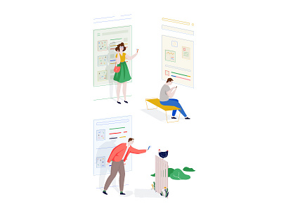 Sharing character illustration networking social media vector