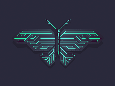 Green Electronic Butterfly board butterfly circuit components electronic insect orange printed wiring