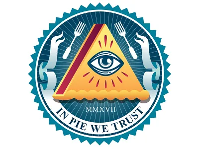 In Pie We Trust dessert eye illuminati illustrator pie sticker vector