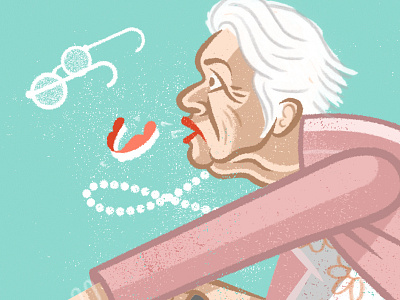 Who's Walking Who? dentures glasses grandma illustration poodle walker