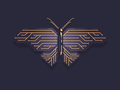 Orange Electronic Butterfly board butterfly circuit components electronic insect orange printed wiring