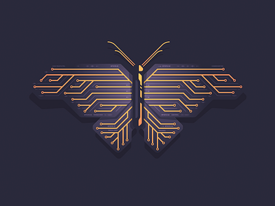 Orange Electronic Butterfly board butterfly circuit components electronic insect orange printed wiring