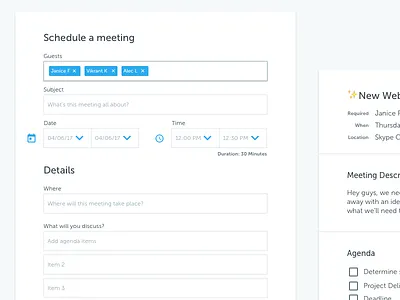 Meeting Scheduling agenda calendar conference ideas meet meeting schedule scheduling ui
