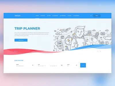 Traveller Ui - Daily #003 blue inspiration red travel travel planner travel ui traveler ui trip trip planner ui ux web design