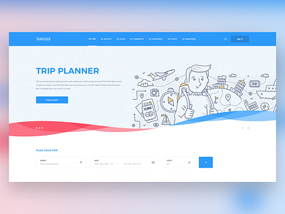 Traveller Ui - Daily #003 blue inspiration red travel travel planner travel ui traveler ui trip trip planner ui ux web design