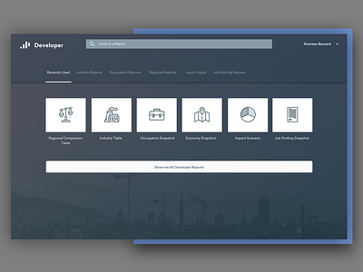 Emsi Developer Homepage dashboard data homepage ui ux web app