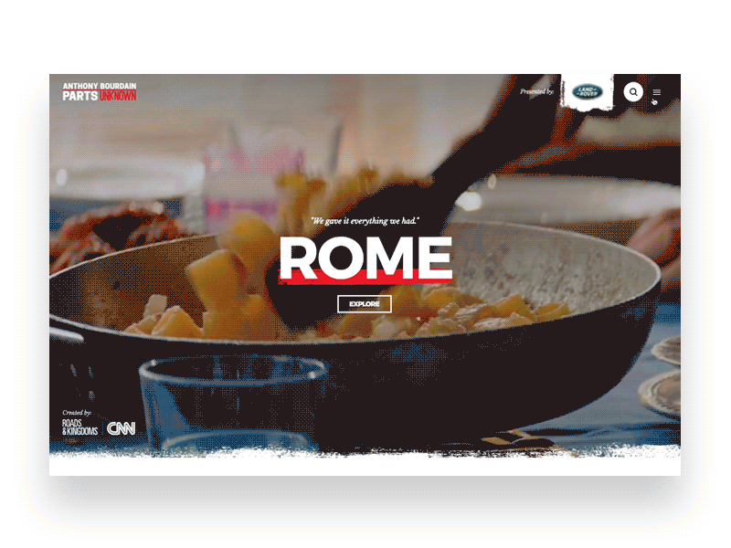 Parts Unknown Nav anthony bourdain cnn navigation animation navigation interaction parts unknown slash video