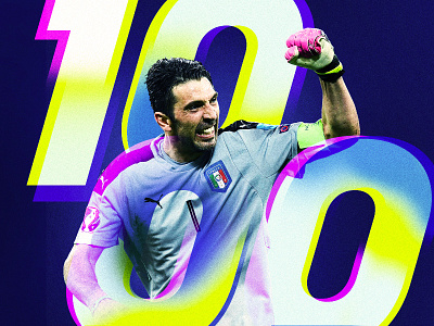 Gianluigi Buffon, game #1000 buffon football gianluigi italy juventus neon puma soccer typography