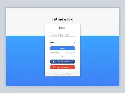 LetMeWork Login Page login ui ux web application