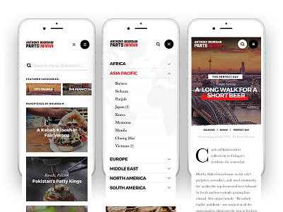 Parts Unknown Mobile mobile design mobile long articles mobile search mobile navigation mobile travel adventures world travel discover