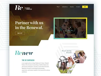Campaign Website blue campaign clean education geometric homepage landing page ui university ux website