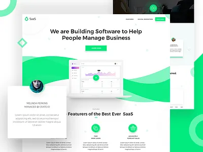 SaaS Software Landing Page V3 clean landing page long shadow psd saas saas app saas application saas landing page saas service software ui web