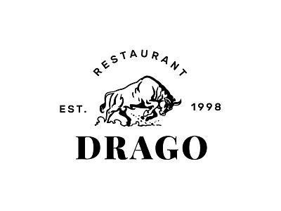 Drago Restaurant animal bull logo mark restaurant symbol