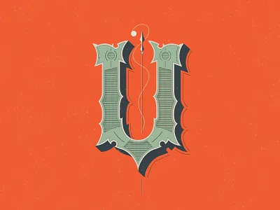 U for United hand lettering u vector vintage