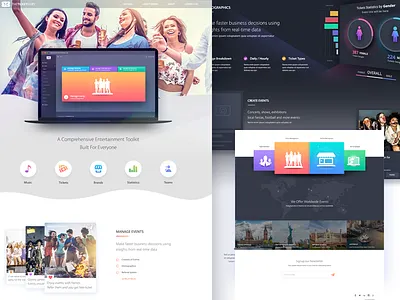 Ticket Fairy Landing page clean curve dark events fun landing page mockup party ui users ux web