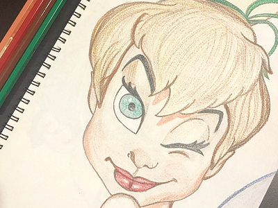 Tinker Bell beautiful character colours cute disney disney character drawing eyes green pencil pencil colors sketch