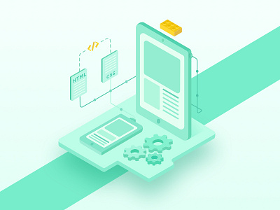 Isometric Design: Develop concept develop developer development green illustration isometric lego monochromatic perspective range tool