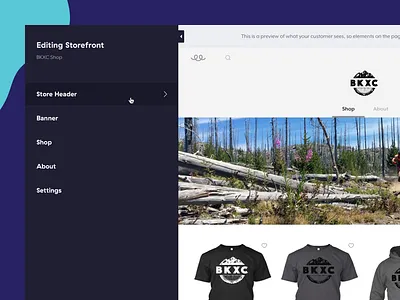 Storefront Edit Menu edit editor menu panel storefront ui ux web wysiwyg