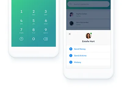 Popover detail & keypad android banking blue fintech green keypad login nigeria payment social ui ux