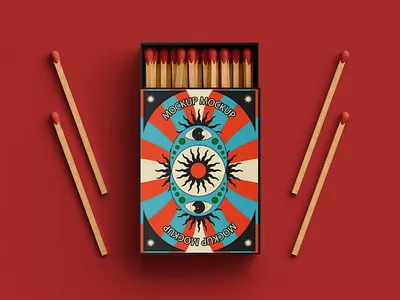 Match Box Mockup Set box branding branding mockup graphic design match box matchbox matches mockup package packaging packaging design packaging mockup stick wood