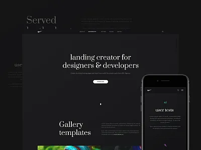 Landing template dark design freebie landing psd sketch template theme ui web