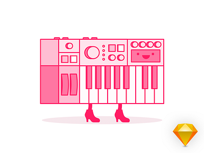 Happy Synth avatar high heels illustration korg microkorg music vector