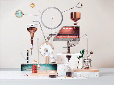 Coffee Machine 3d art beans c4d coffee illustration machine octane pour over