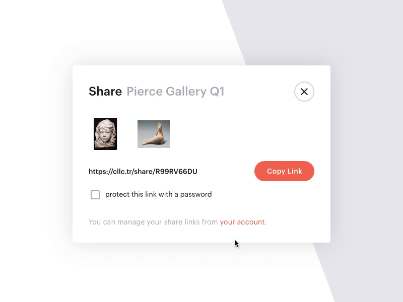 Share Private Link animation app art clean clean ui link metalab modal modern platform share ui
