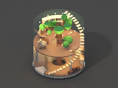 Room #7 3d isometric poly room voxel voxelart