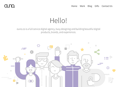 ouno.co Landing Page clean colorful corporate design flat illustration responsive sketch startup ui ux web