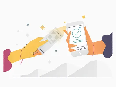 TM illustration hands illustration linework phone ticket wip