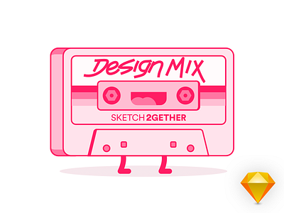Happy Cassette flat illustration media music sketch vector