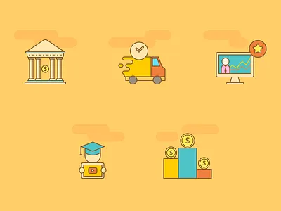 5 icons flat icons vector