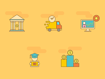 5 icons flat icons vector