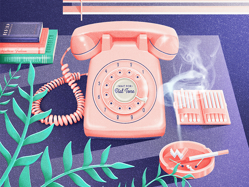 You used to call me on my rotary phone books cigarette cinema dashiell hammett film noir noir phone pink plants pulp raymond chandler smoke