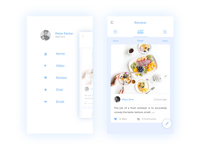 Review App Concept app concept food hotel icon profile page button review ui ux