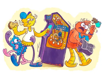 arcade back arcade illustration monsters