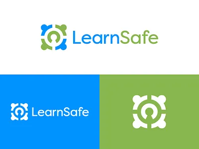 LearnSafe branding education grid icon identity key lock logo logomark mark round safety