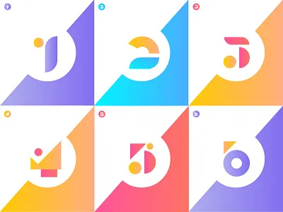 Take a Number 1 2 3 4 5 6 bright geometric gradient number shape tangram