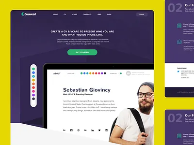 Cuuveed.com - Landing Page Redesign about avatar curriculum vitae cv profile site ui user experience user interface ux vcard web