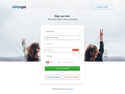 Cincopa Modern Registration cincopa clean form log in modal modern peace register sign up