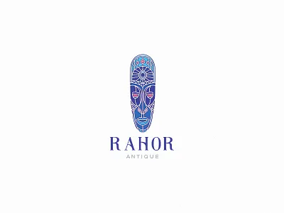 Rahor Antique african antique branding colorful face idendity illustration logo mark mask