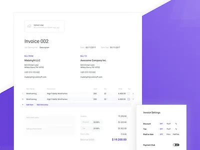 Invoice Maker app business clean design finance invoice paper ui ux