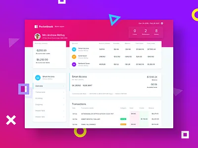 Pocketbook - Bank report bank dashboard interface money pocketbook report ui web layout zip zipmoney