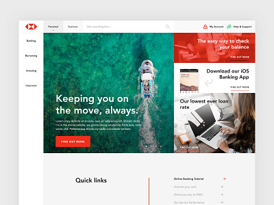 Redesign of HSBC banking banner creative design full screen hero hero banner ui ui design uiux