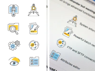 Set of icons for Nimble Commander flat icon icons minimalistic toolbar