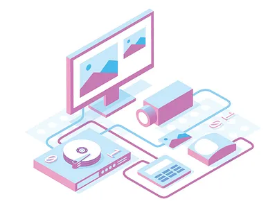 Surveillance Illustration camera data design hdd illustration isometric monitor surveillance vector