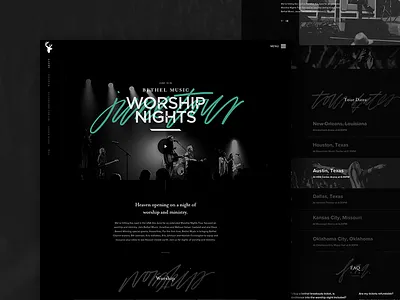 Bethel Music June Tour 2017 Landing Page bethel music black clean flat hand script landing page minimal tour typography ui ux website