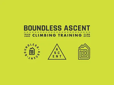 Boundless Ascent boulder branding climb grid icon identity letter line logo mark mountain rock climbing